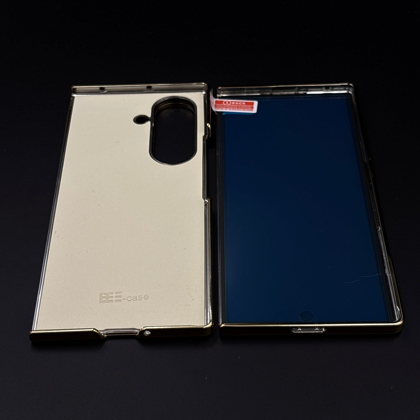 Leather Chrome Plated Case with Front Screen Protector for Samsung Galaxy Z Fold 4 | Luxury Protective Cover