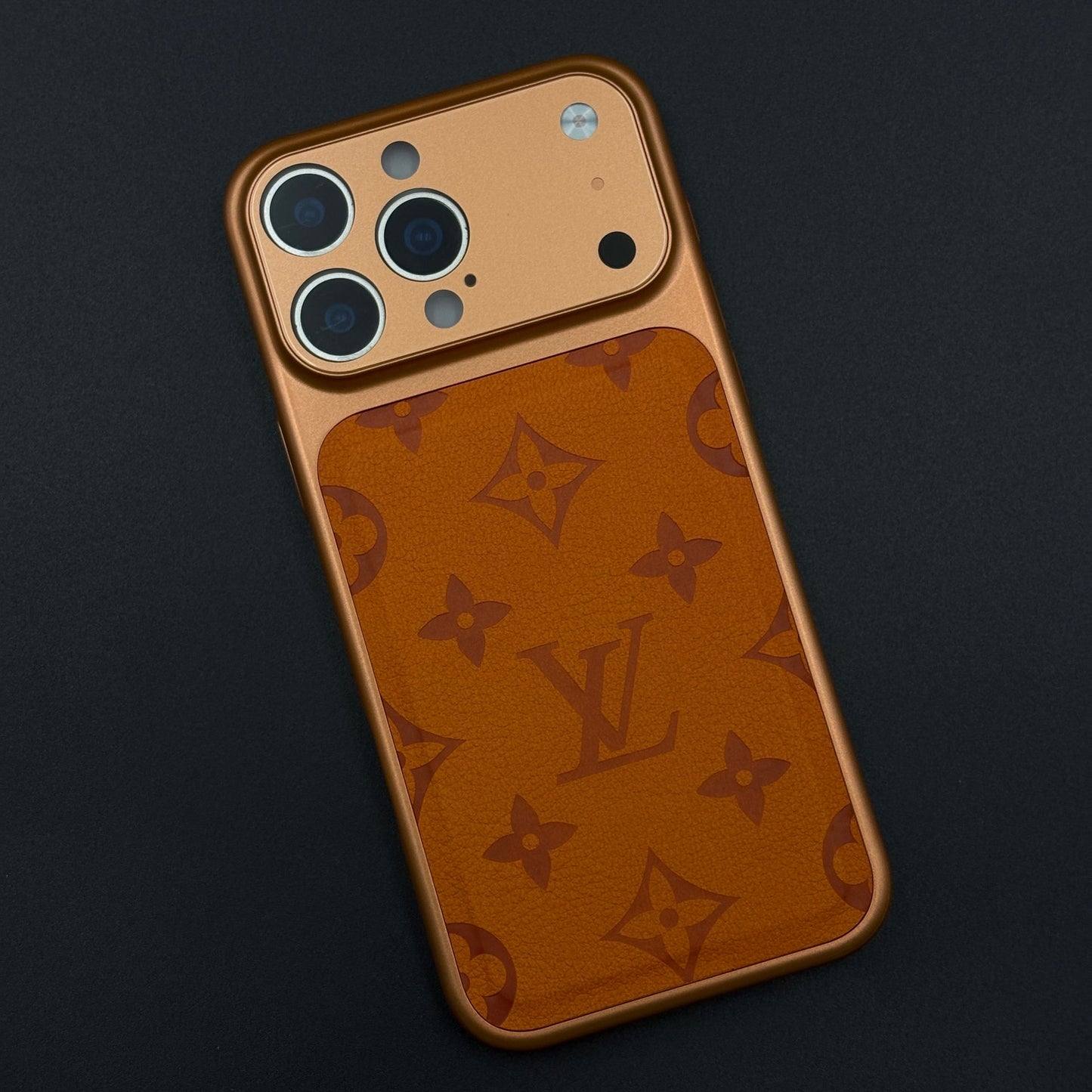 Luxury Fashion Brand Leather Converter Case with Hidden MagSafe and Camera Protection for iPhone