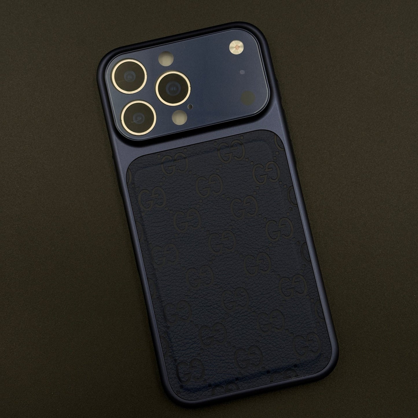 GG Leather Converter Case with Hidden MagSafe and Camera Protection for iPhone