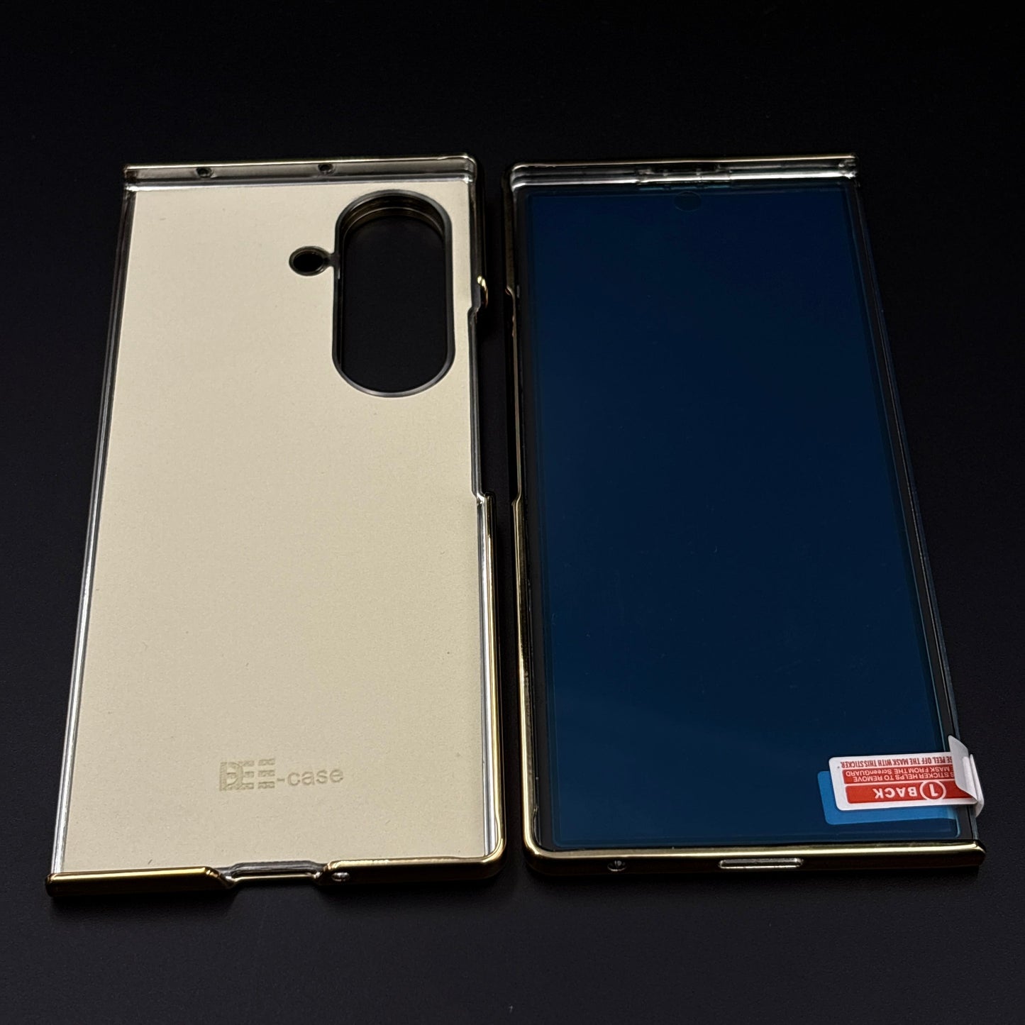 Samsung Z Fold 4 PU Leather Chrome Plated With Front Screen Protector Case Clearance Sale