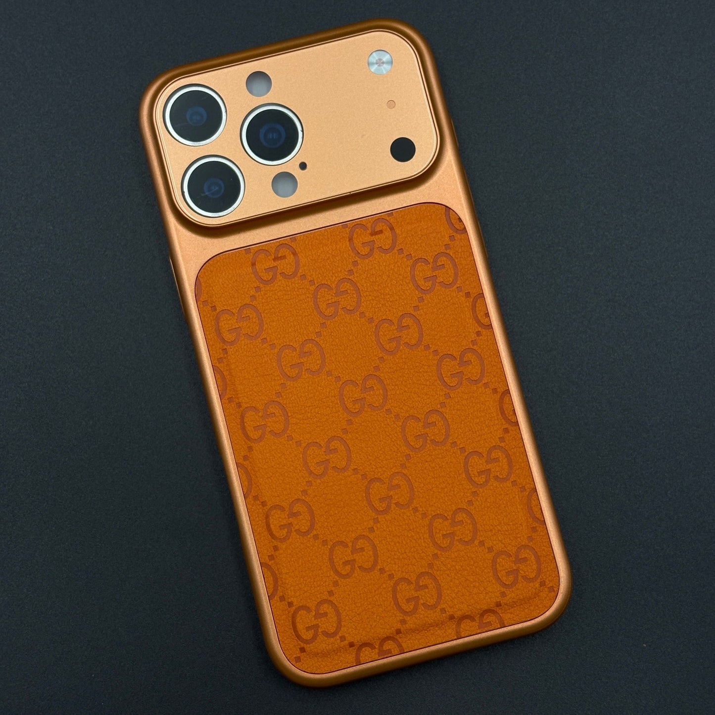 GG Leather Converter Case with Hidden MagSafe and Camera Protection for iPhone