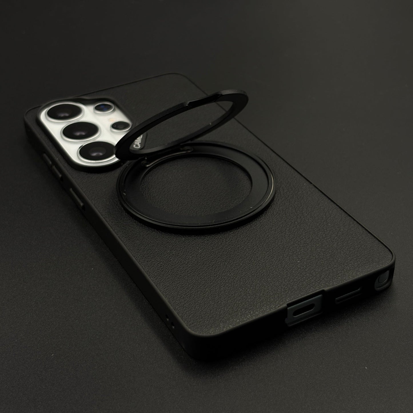 Leather Metal Rotating Stand MagSafe Case for Samsung Galaxy S26 Ultra