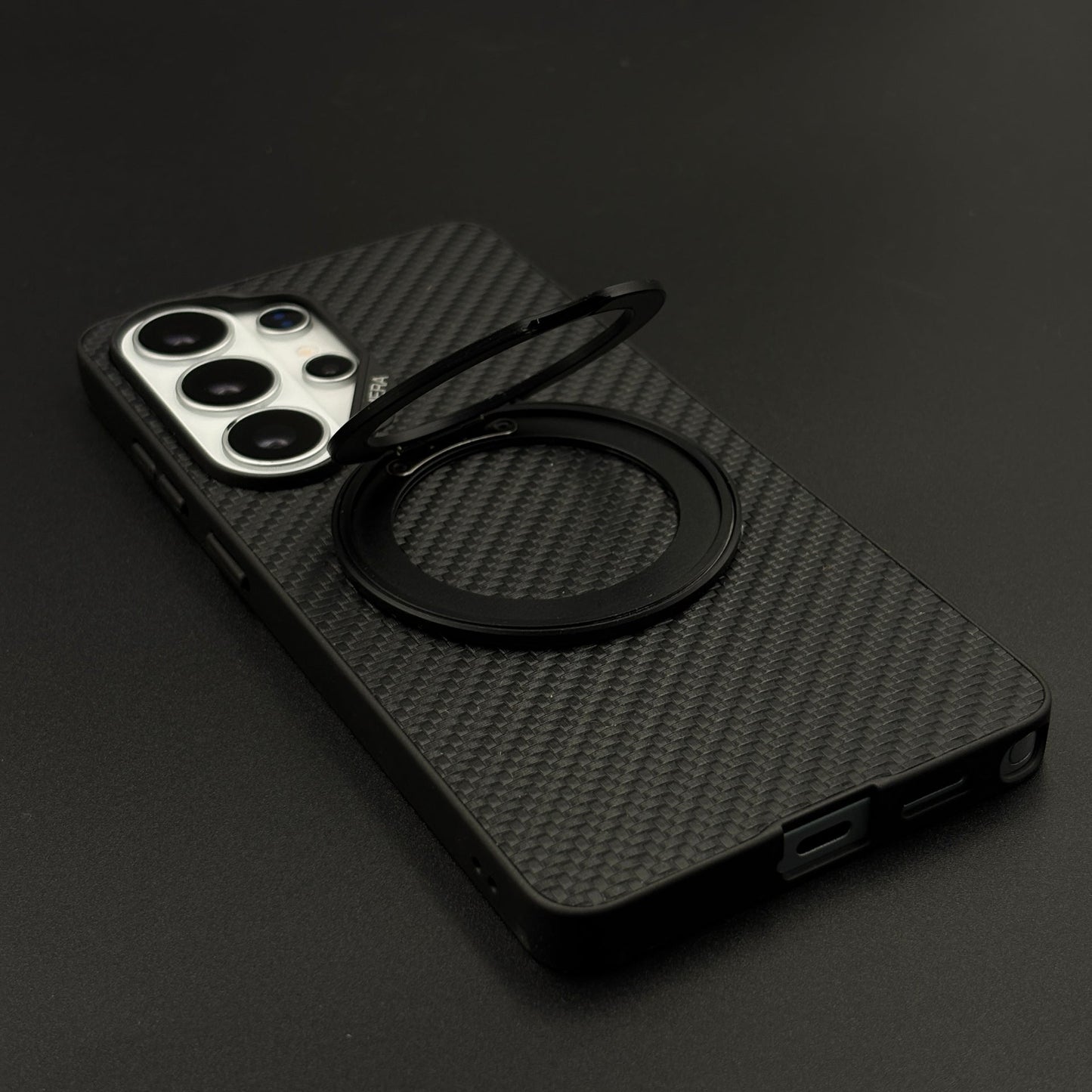 Leather Metal Rotating Stand MagSafe Case for Samsung Galaxy S26 Ultra