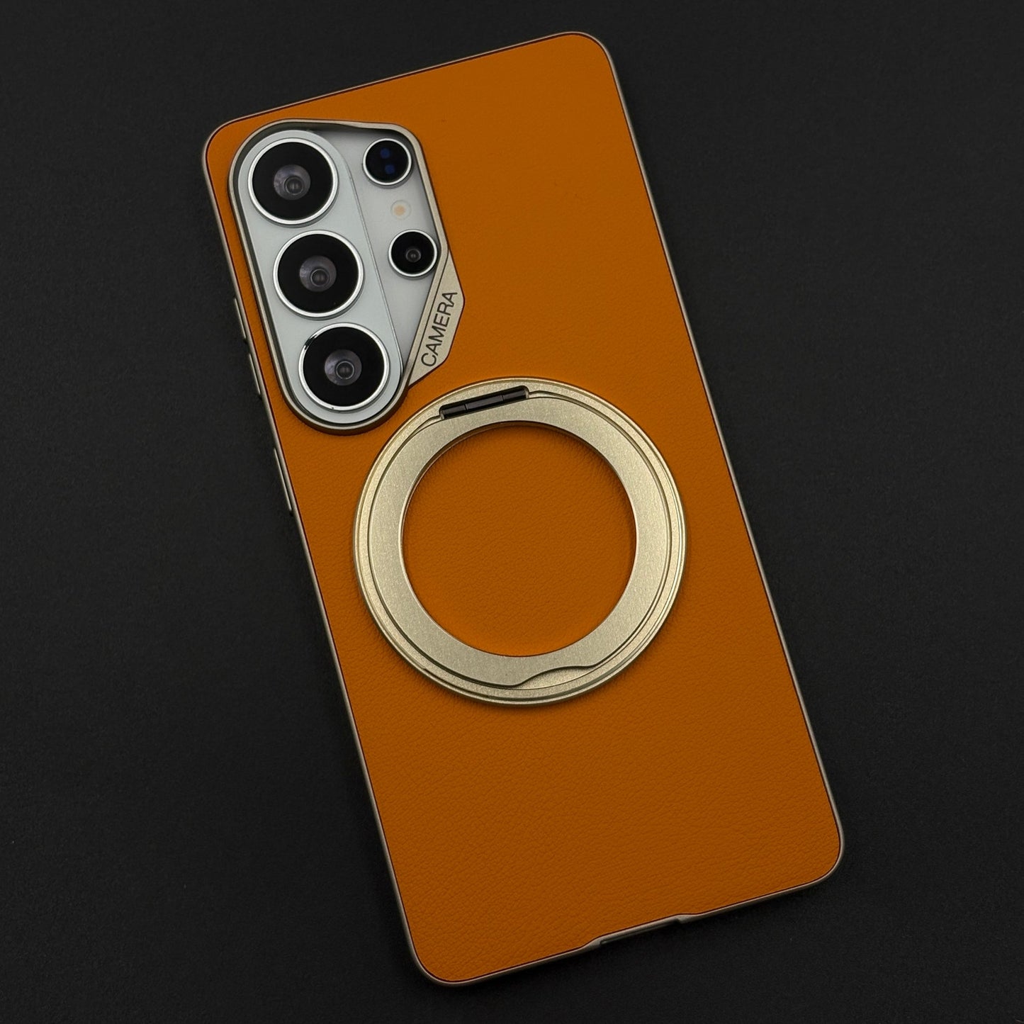 Leather Metal Rotating Stand MagSafe Case for Samsung Galaxy S26 Ultra