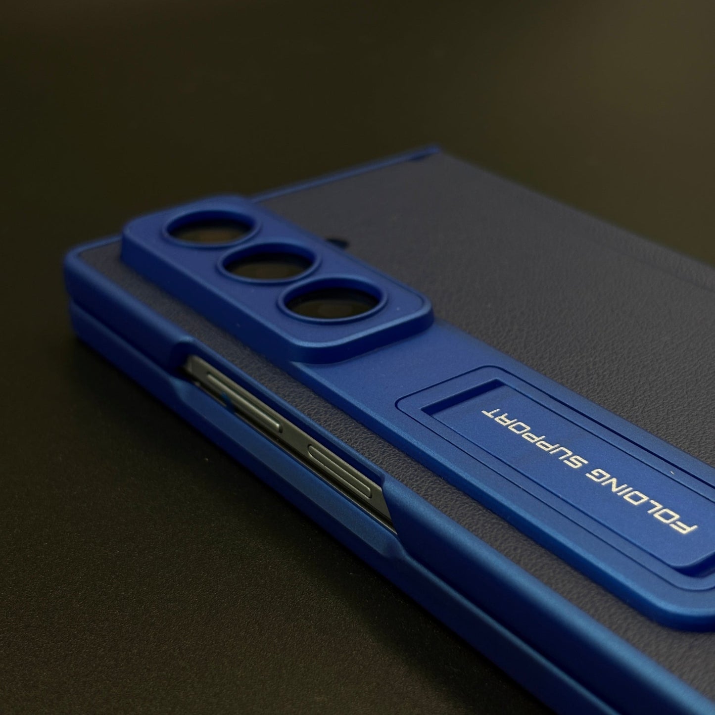Leather Hinge Protection Kickstand Mobile Case Cover for Samsung Galaxy Z Fold 7 | Front Screen Protector Included