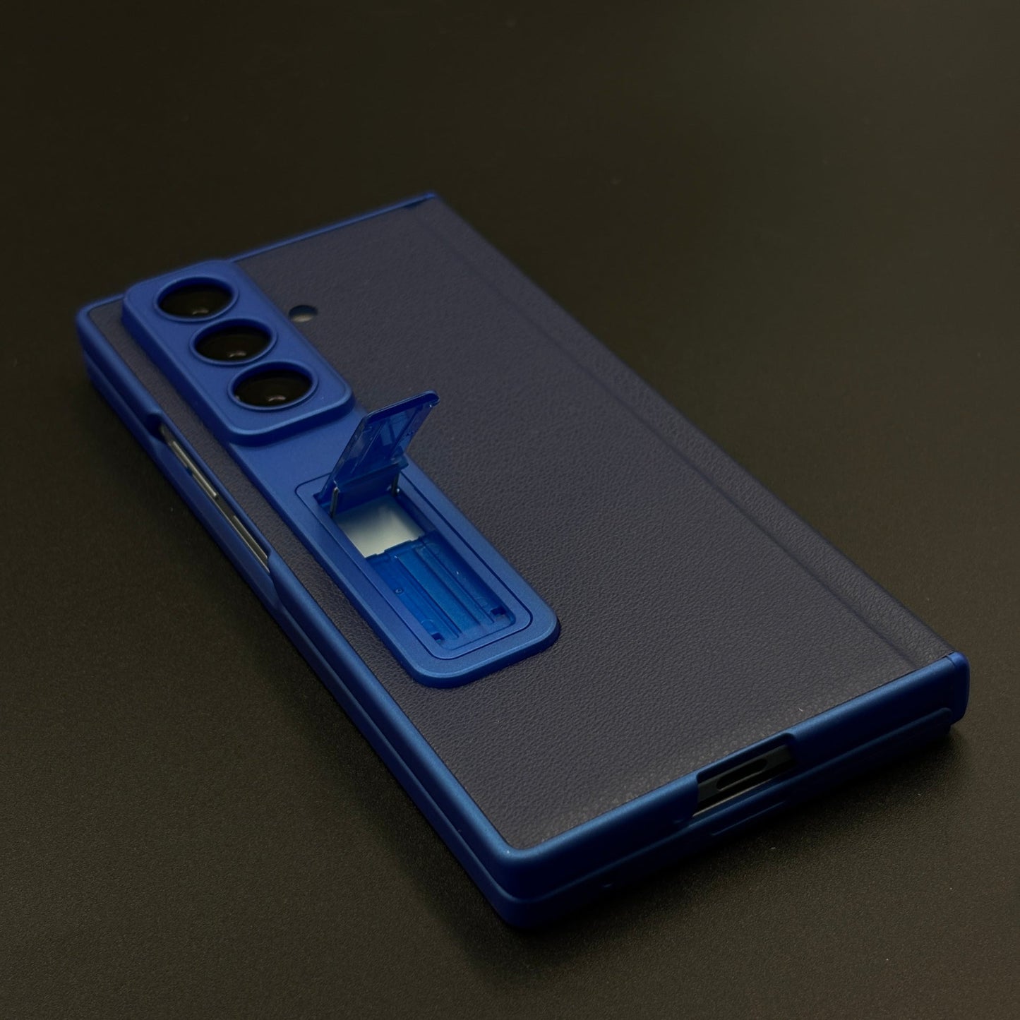 Leather Hinge Protection Kickstand Mobile Case Cover for Samsung Galaxy Z Fold 7 | Front Screen Protector Included