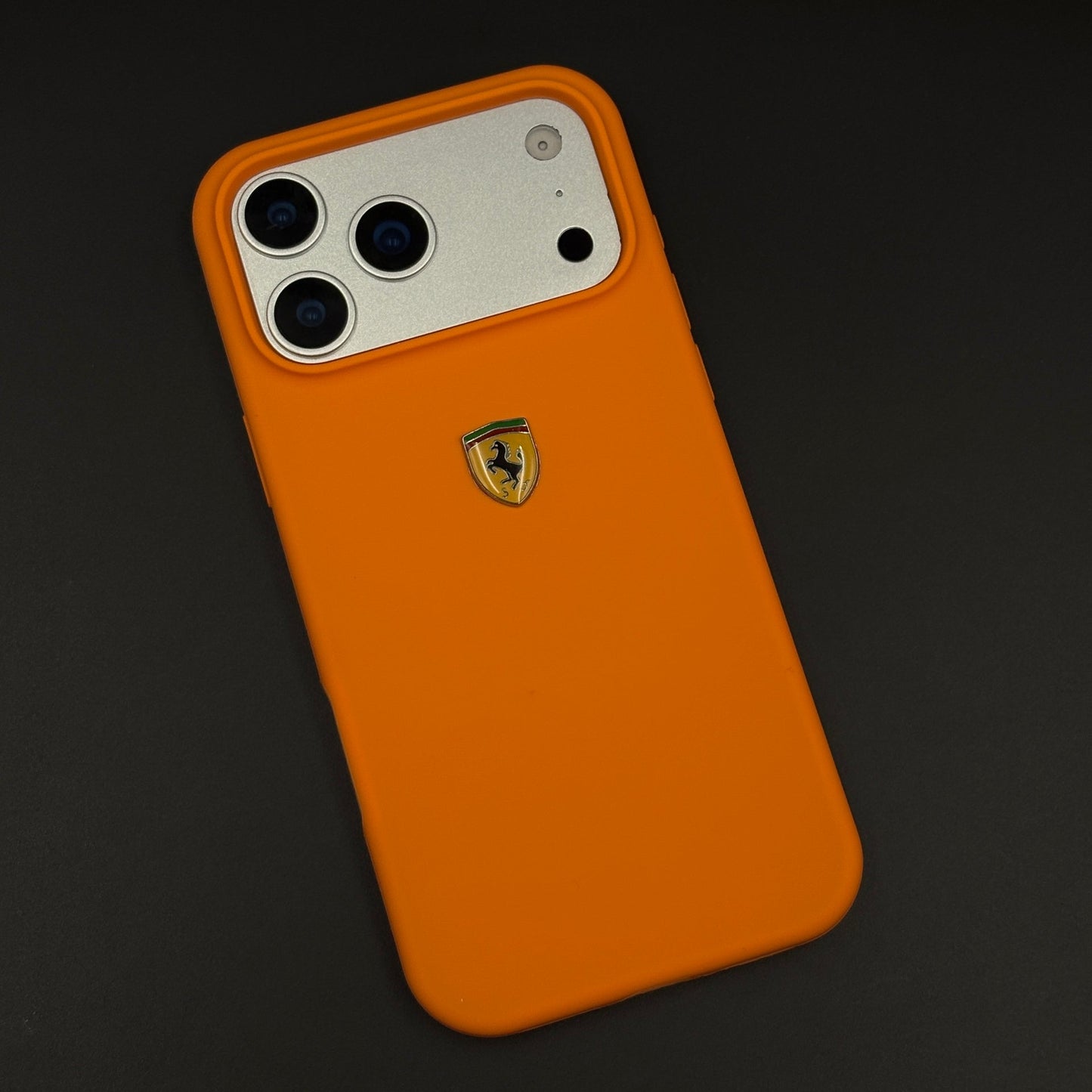 FR Edition Smooth Silk Feel Orange Silicone Phone Case Cover for iPhone 17 Series | Sporty Luxury Finish