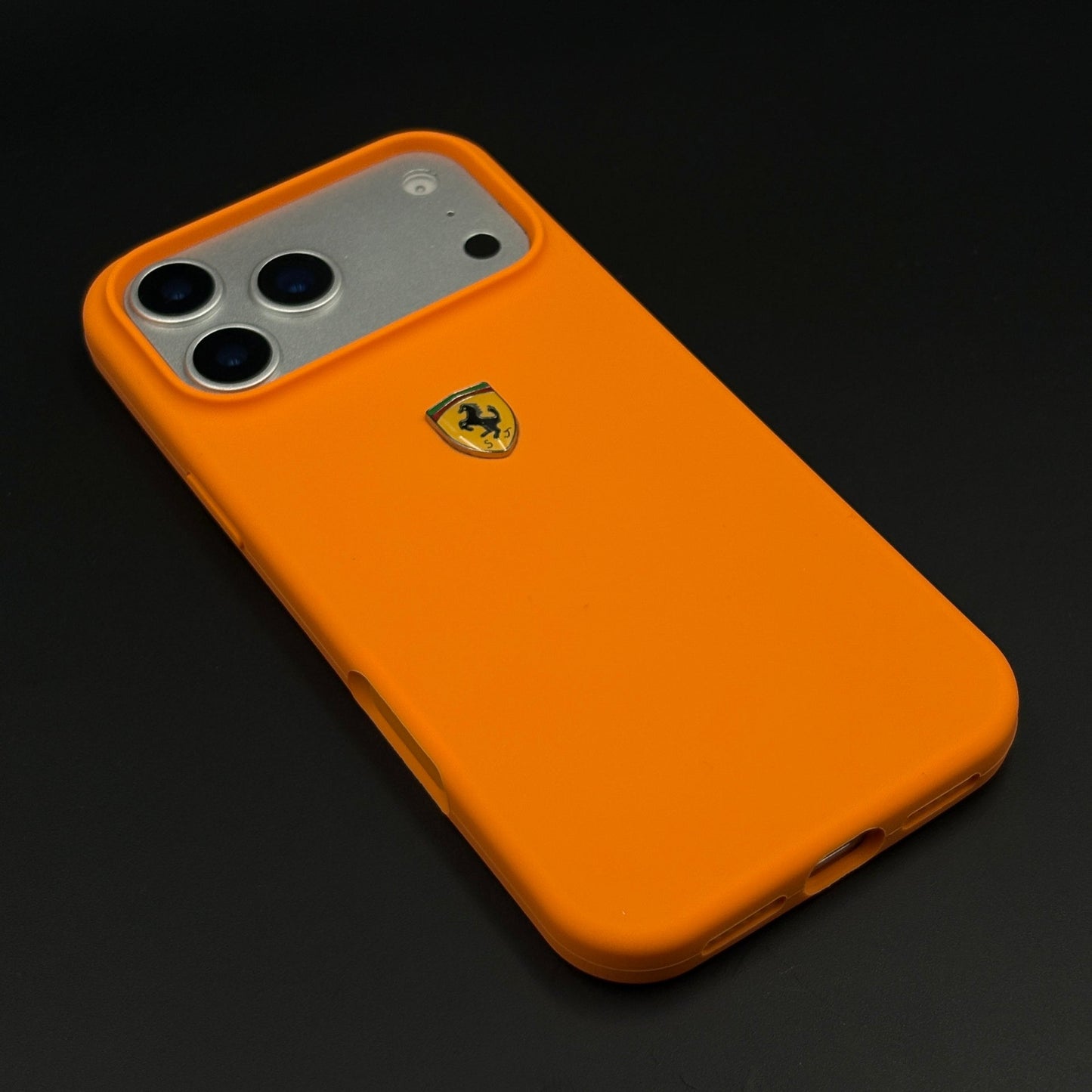 FR Edition Smooth Silk Feel Orange Silicone Phone Case Cover for iPhone 17 Series | Sporty Luxury Finish