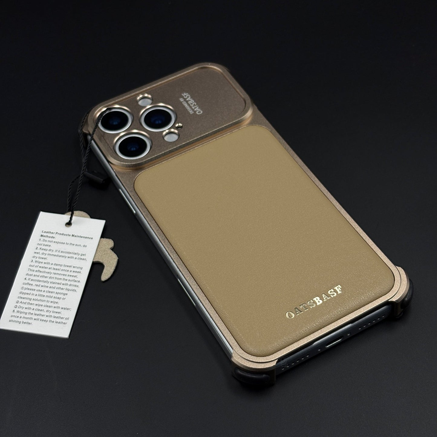 Frameless Metal & Leather Case for iPhone 17 Series | Camera Protection Edition