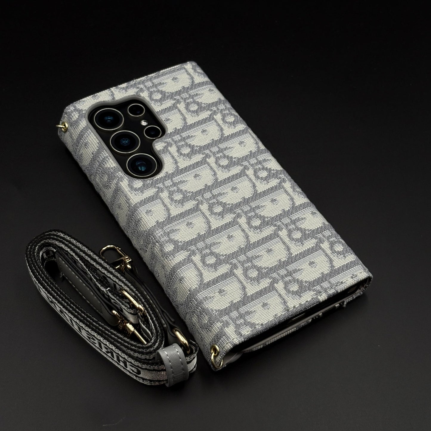 Luxury Embroidery CD Cardholder Case with Crossbody Sling for Samsung Galaxy S25 Ultra