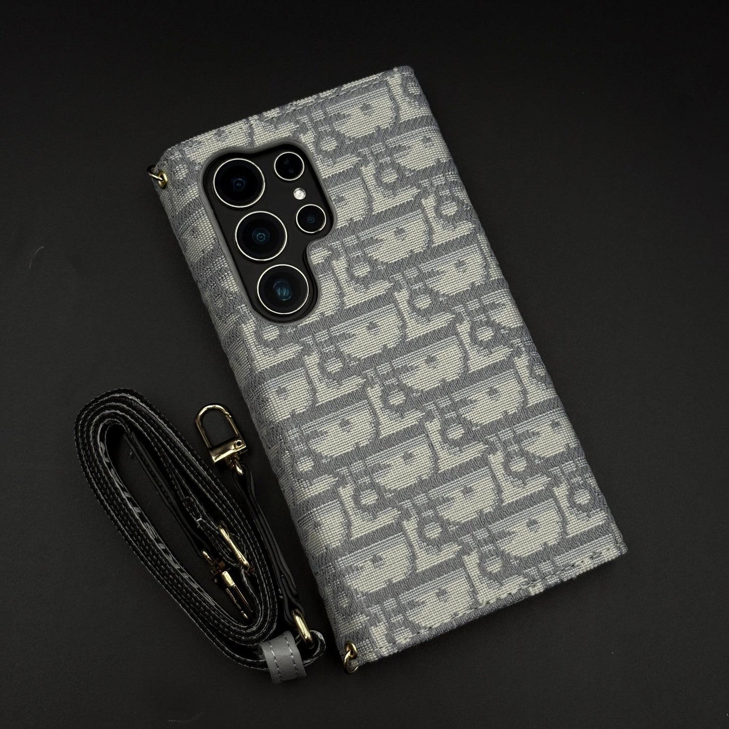 Luxury Embroidery CD Cardholder Case with Crossbody Sling for Samsung Galaxy S25 Ultra