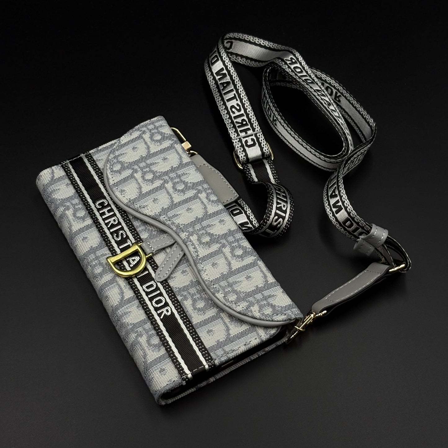 Luxury Embroidery CD Cardholder Case with Crossbody Sling for Samsung Galaxy S25 Ultra