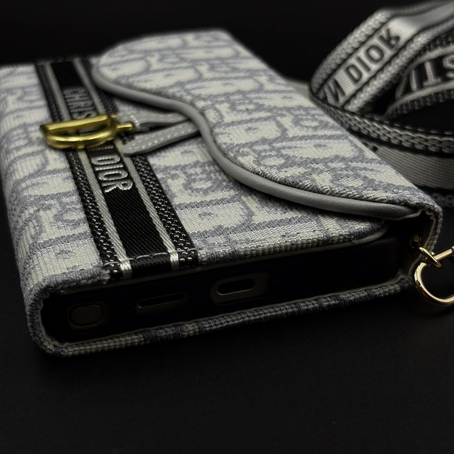 Luxury Embroidery CD Cardholder Case with Crossbody Sling for Samsung Galaxy S25 Ultra
