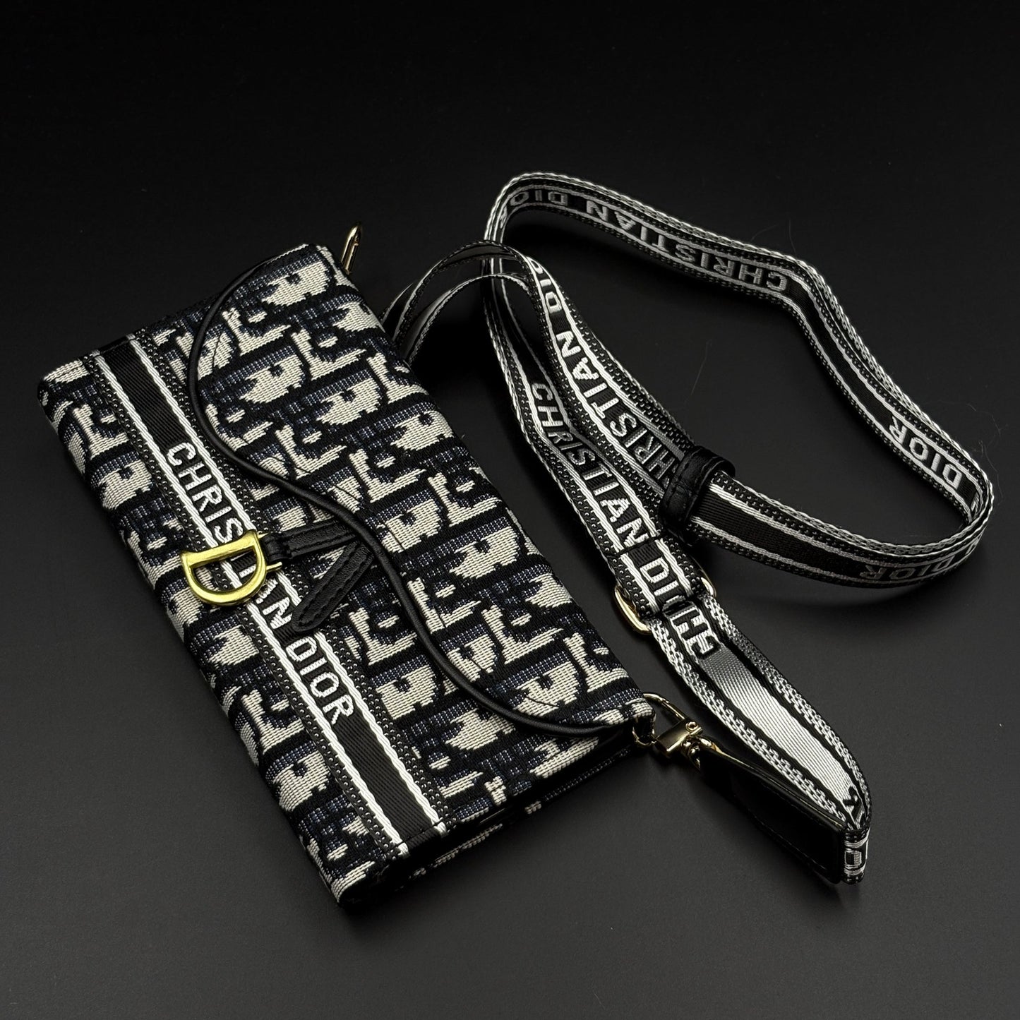 Luxury Embroidery CD Cardholder Case with Crossbody Sling for Samsung Galaxy S25 Ultra