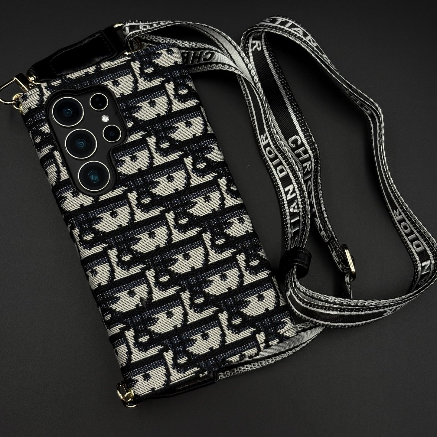 Luxury Embroidery CD Cardholder Case with Crossbody Sling for Samsung Galaxy S25 Ultra