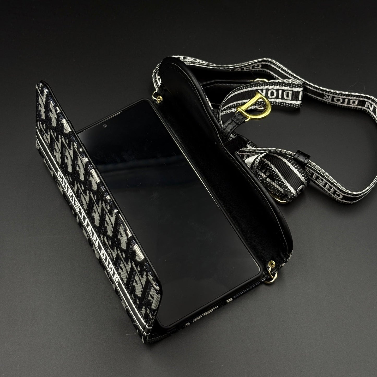 Luxury Embroidery CD Cardholder Case with Crossbody Sling for Samsung Galaxy S25 Ultra