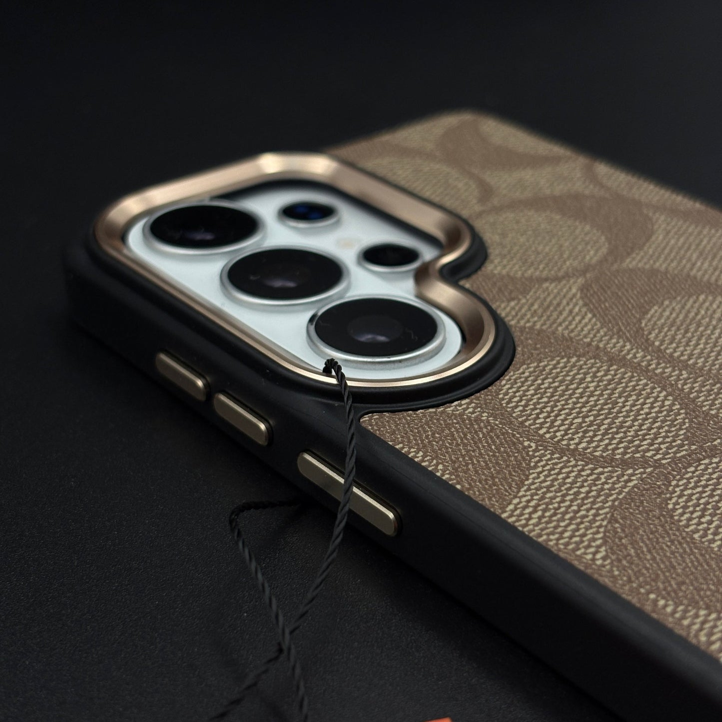 CC Luxe Heritage Monogram Brown Case for Samsung Galaxy S25 Ultra with Gold Accent
