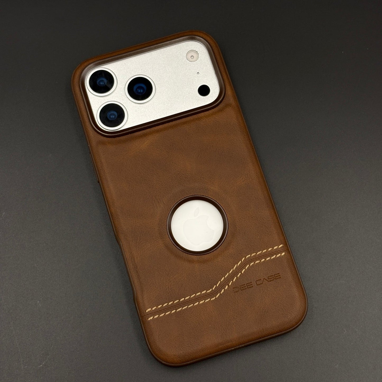 Bottom Stitch Leather Mobile Case Cover for iPhone 17 Series | Logo Cut Designer Edition