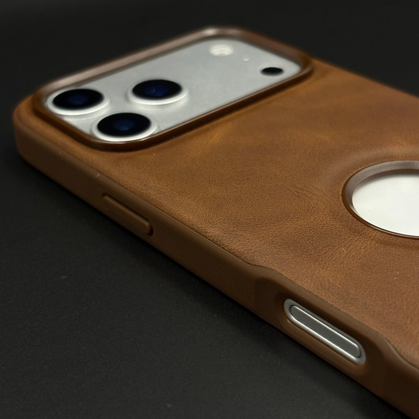 Bottom Stitch Leather Mobile Case Cover for iPhone 17 Series | Logo Cut Designer Edition