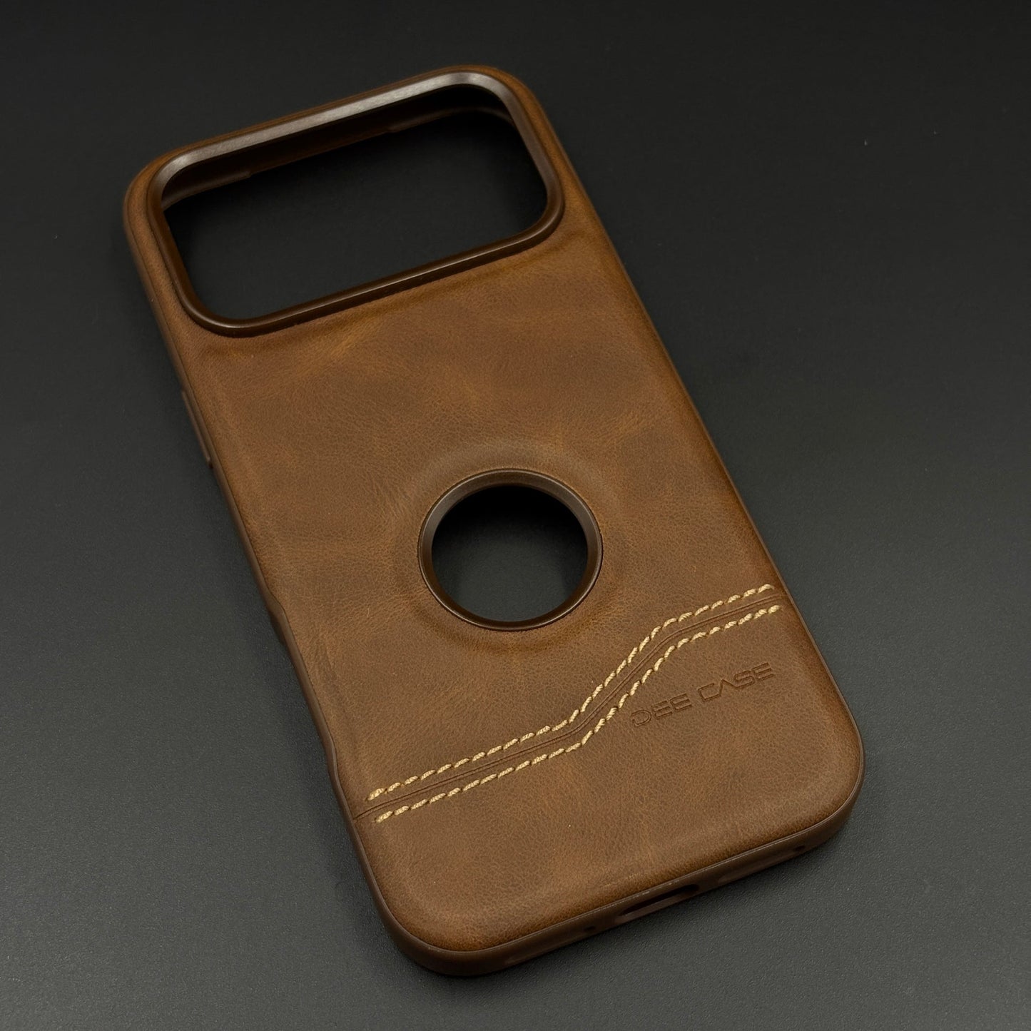 Bottom Stitch Leather Mobile Case Cover for iPhone 17 Series | Logo Cut Designer Edition
