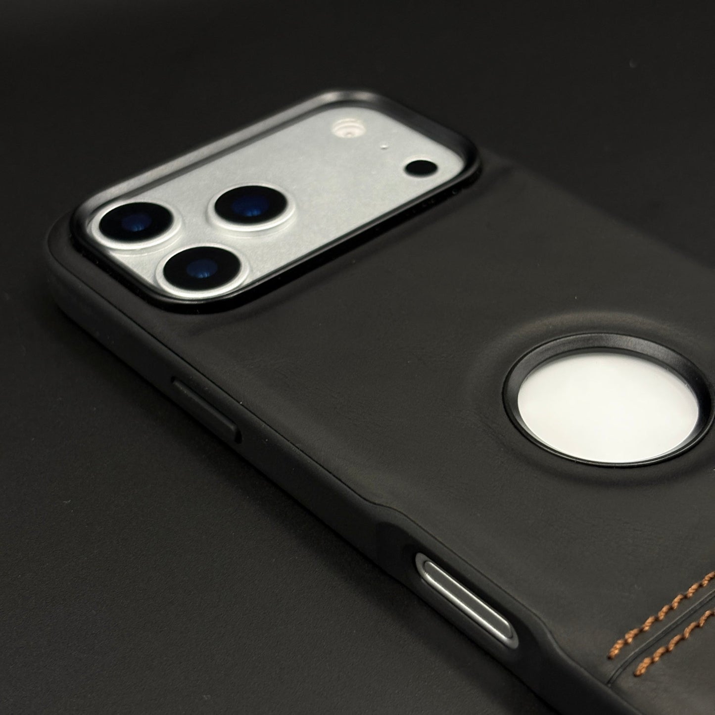 Bottom Stitch Leather Mobile Case Cover for iPhone 17 Series | Logo Cut Designer Edition
