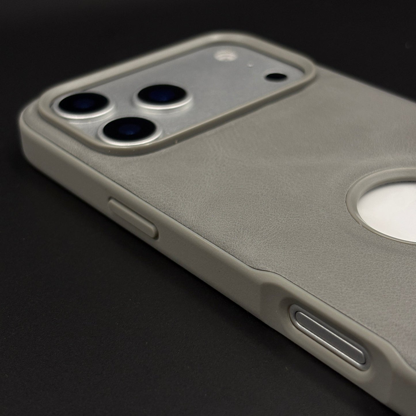 Bottom Stitch Leather Mobile Case Cover for iPhone 17 Series | Logo Cut Designer Edition