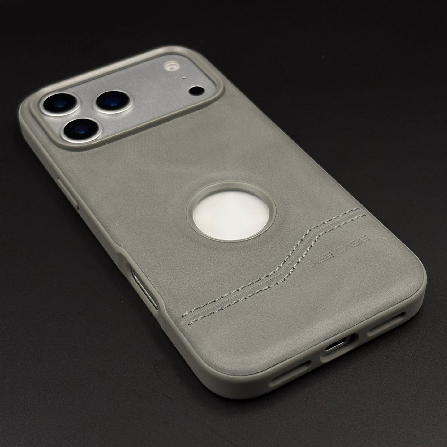 Bottom Stitch Leather Mobile Case Cover for iPhone 17 Series | Logo Cut Designer Edition