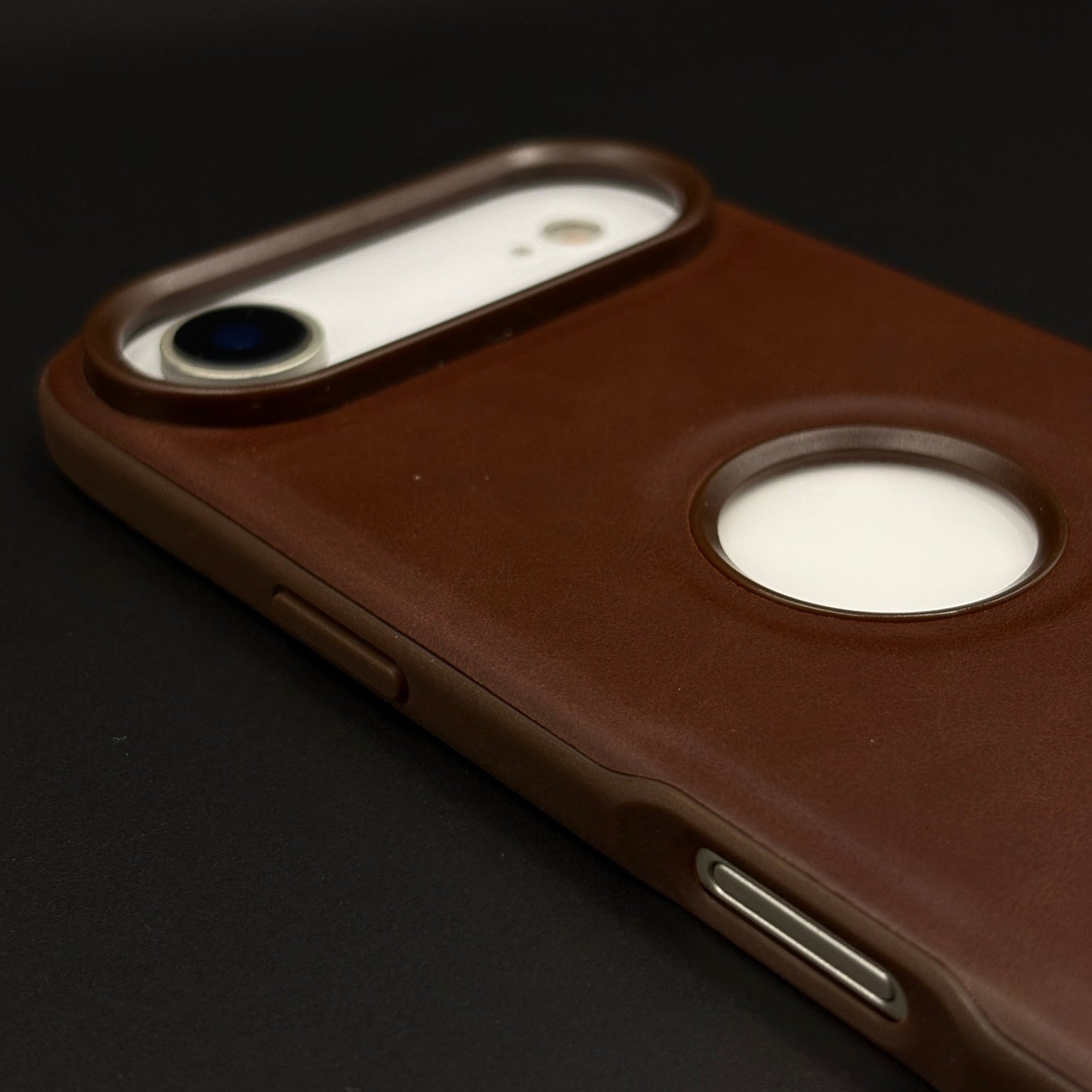 Premium Leather Logo Cut Mobile Case Cover with Metal Kickstand for iPhone 17 Air | Classic Stand Edition