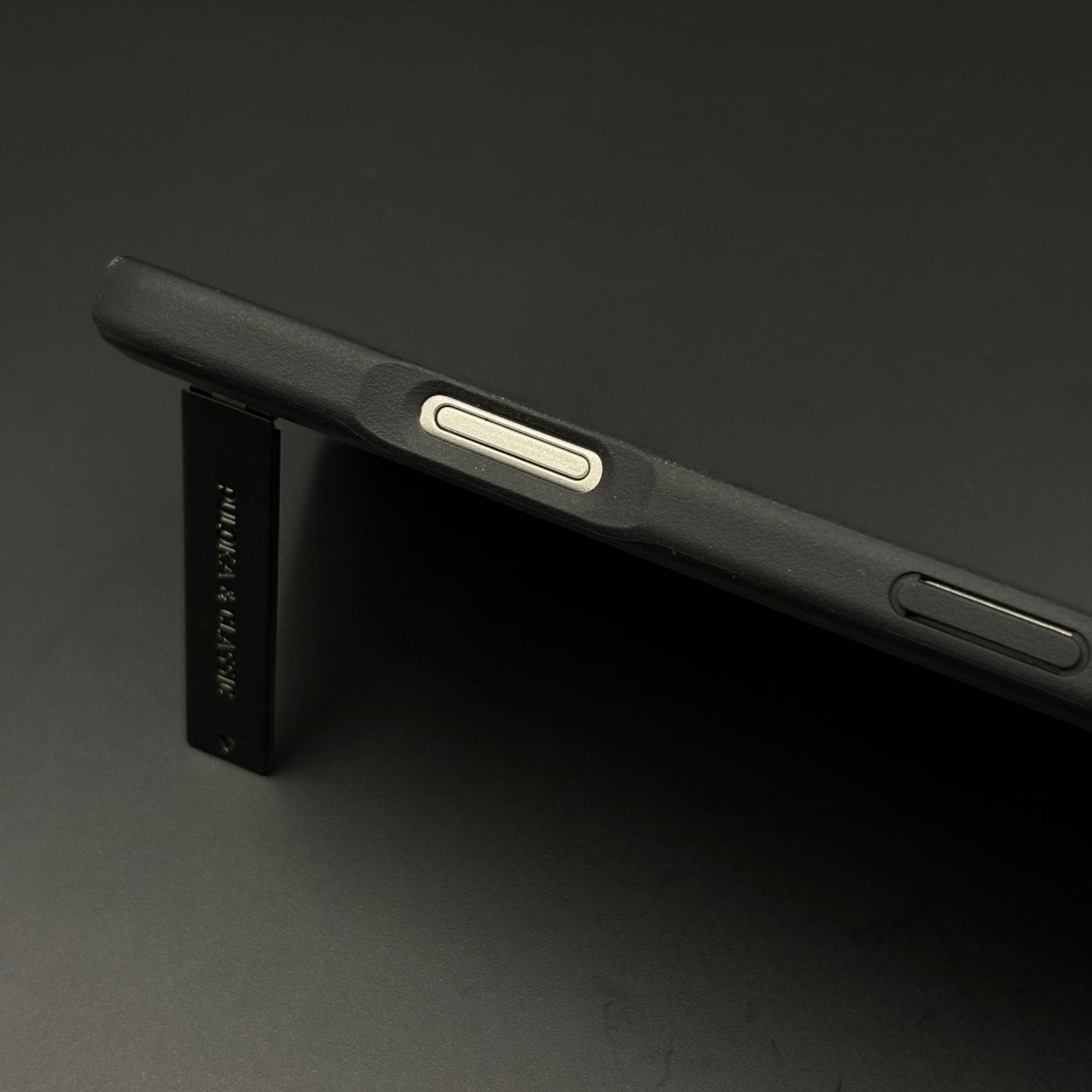 Premium Leather Logo Cut Mobile Case Cover with Metal Kickstand for iPhone 17 Air | Classic Stand Edition