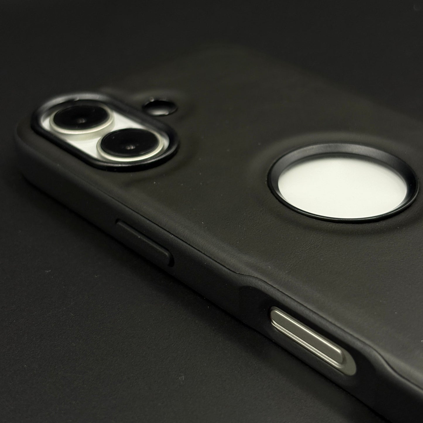 Premium Leather Logo Cut Mobile Case Cover with Metal Kickstand for iPhone 17  | Classic Stand Edition