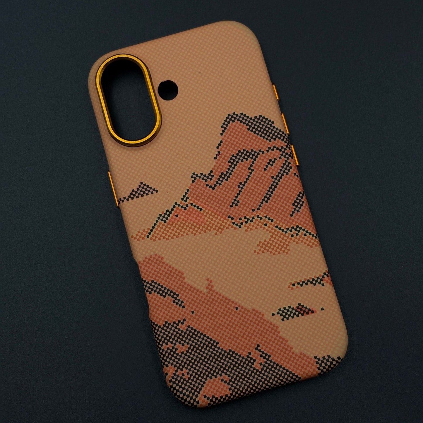 Sunset Mountain Trail Carbon Fiber Textured Hidden MagSafe Case for iPhone 17