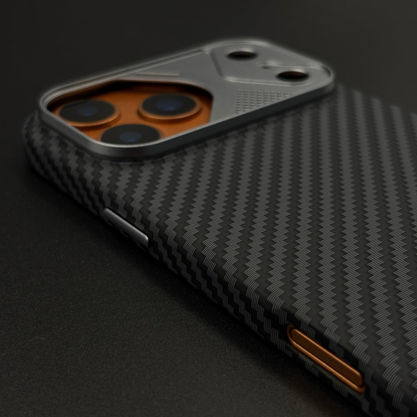 Carbon Black Textured Hidden MagSafe Mobile Case Cover for iPhone 17 Series