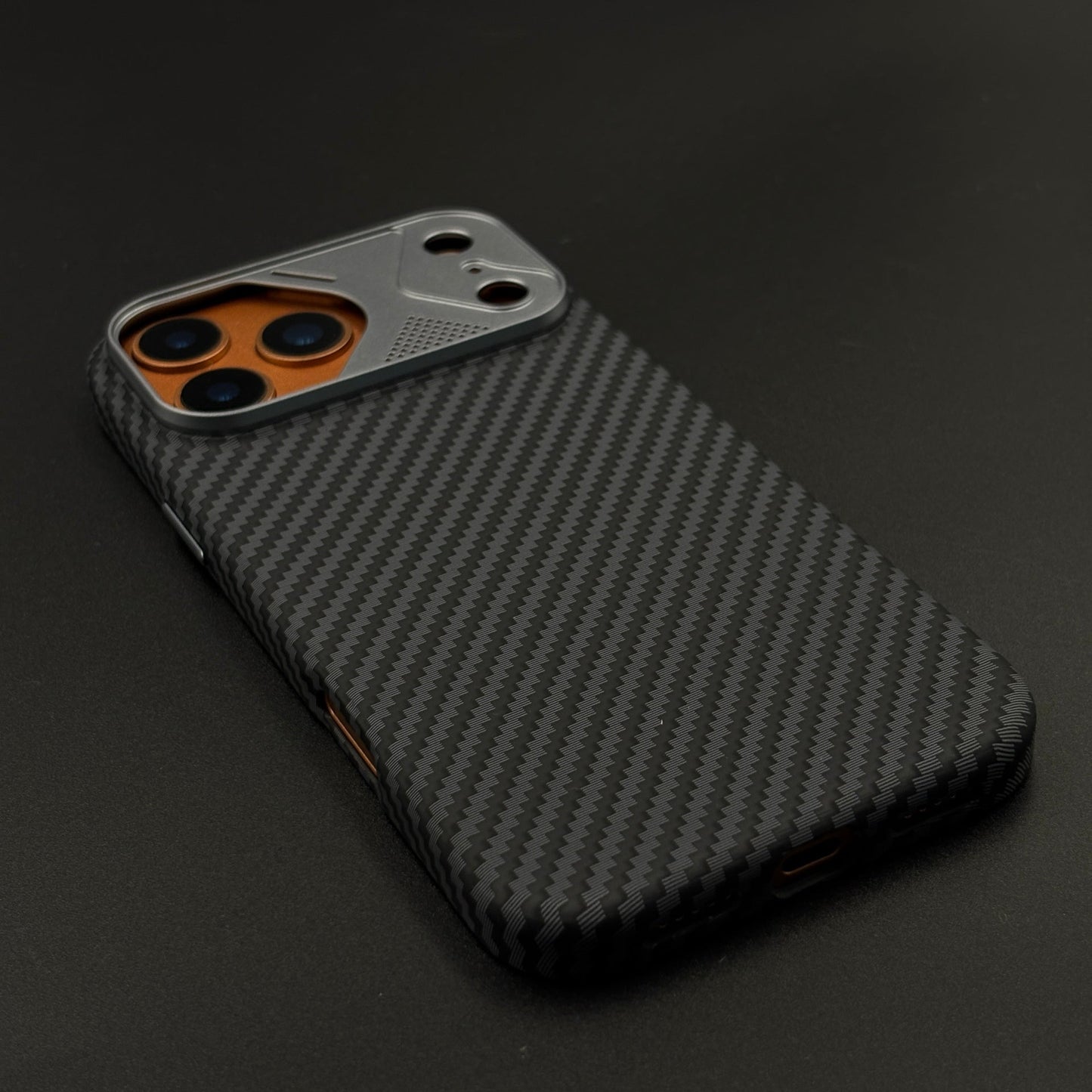 Carbon Black Textured Hidden MagSafe Mobile Case Cover for iPhone 17 Series