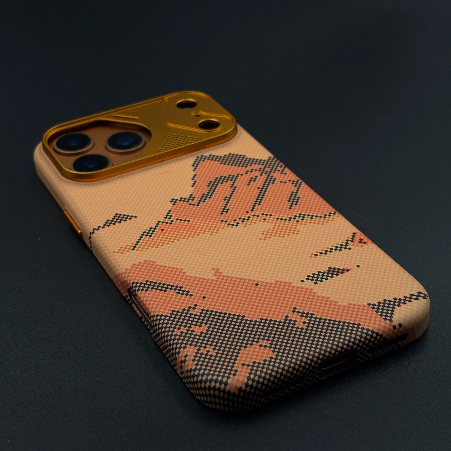 Sunset Mountain Trail Carbon Fiber Textured Hidden MagSafe Case for iPhone 17 Series