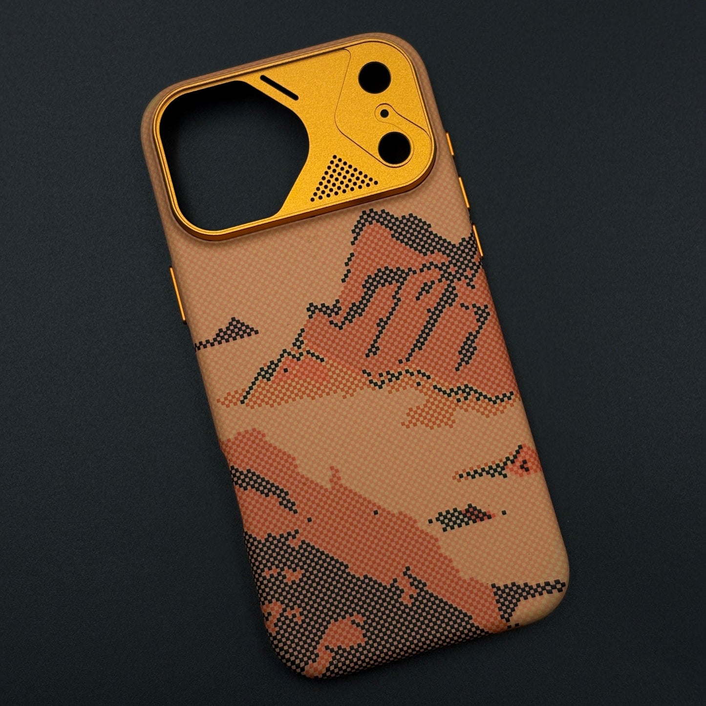 Sunset Mountain Trail Carbon Fiber Textured Hidden MagSafe Case for iPhone 17 Series