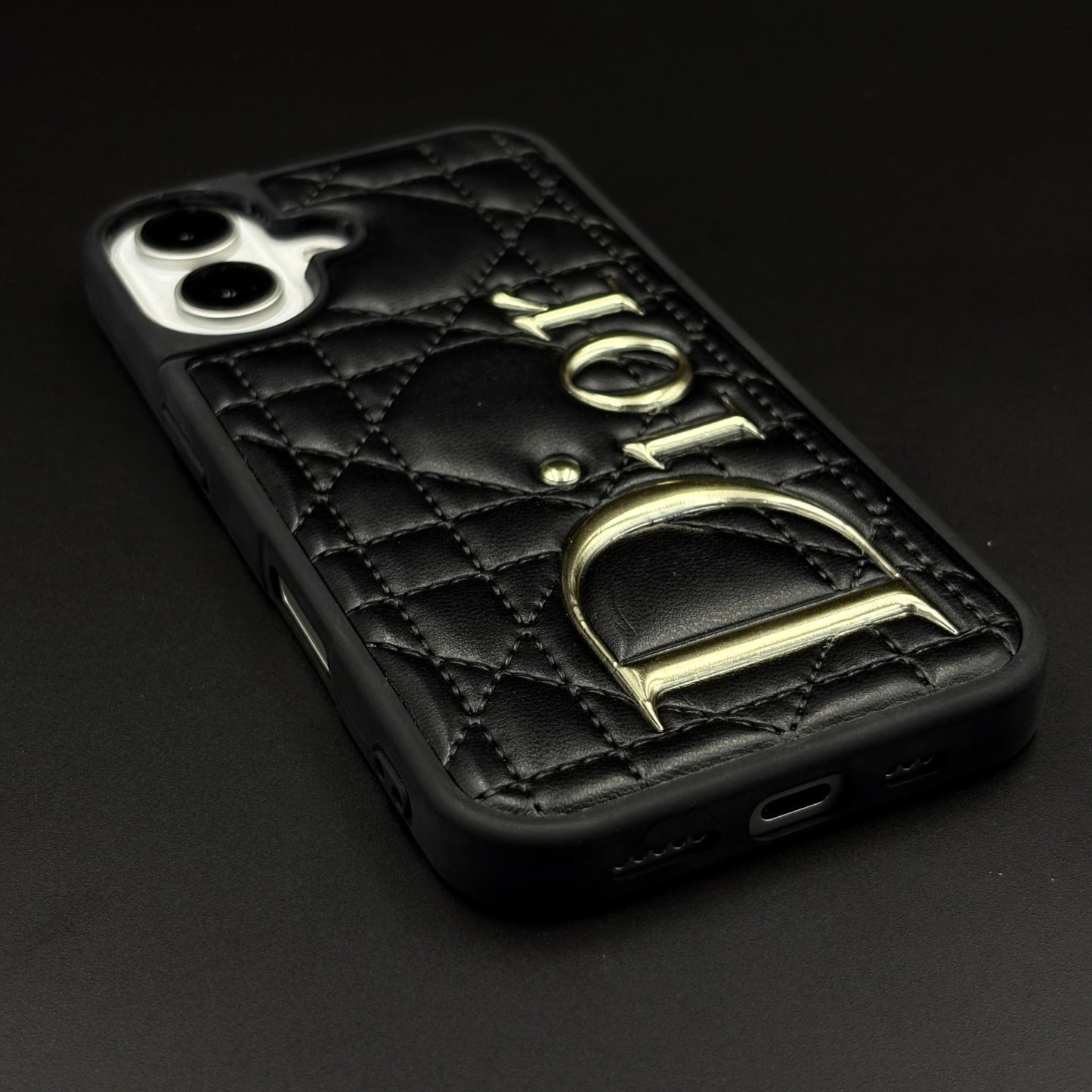 iPhone Luxury Brand CD Puffer Leather Case | Quilted Designer Protective Cover