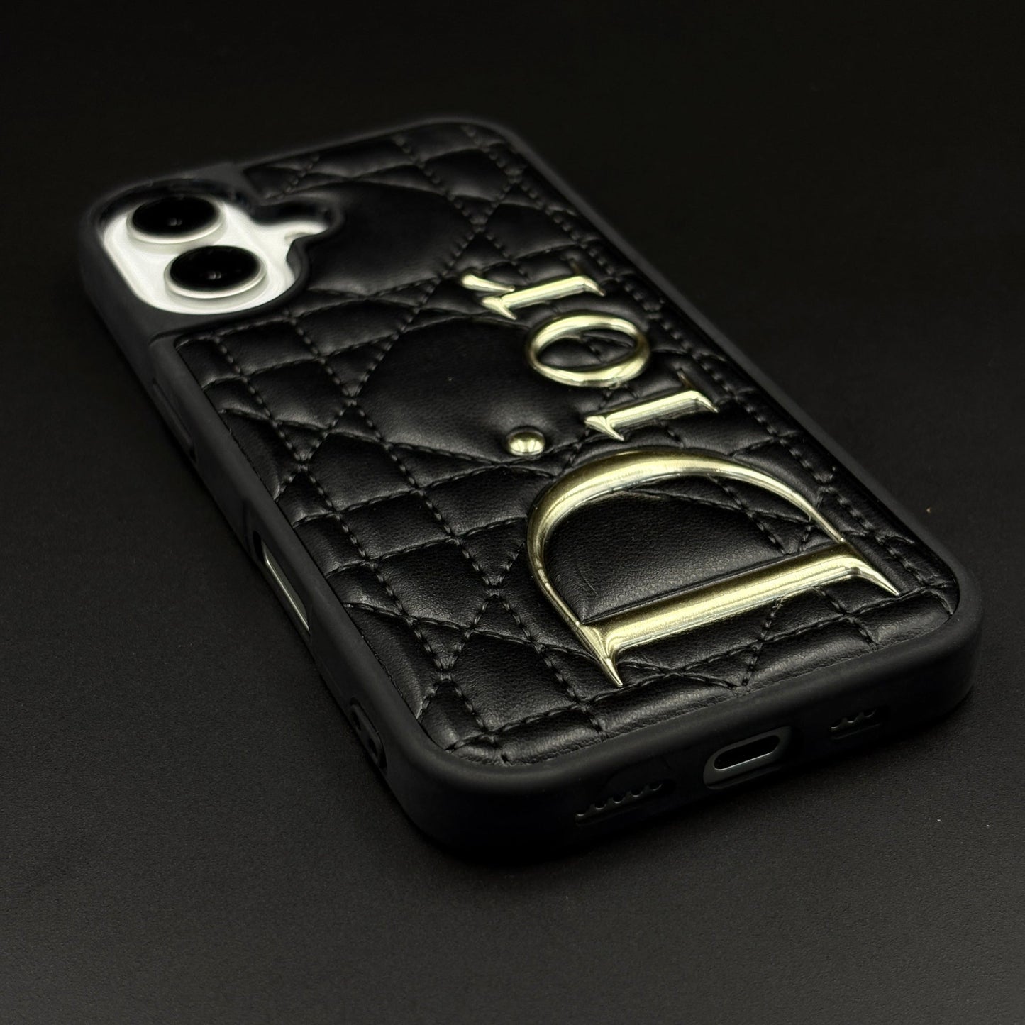 iPhone Luxury Brand CD Puffer Leather Case | Quilted Designer Protective Cover