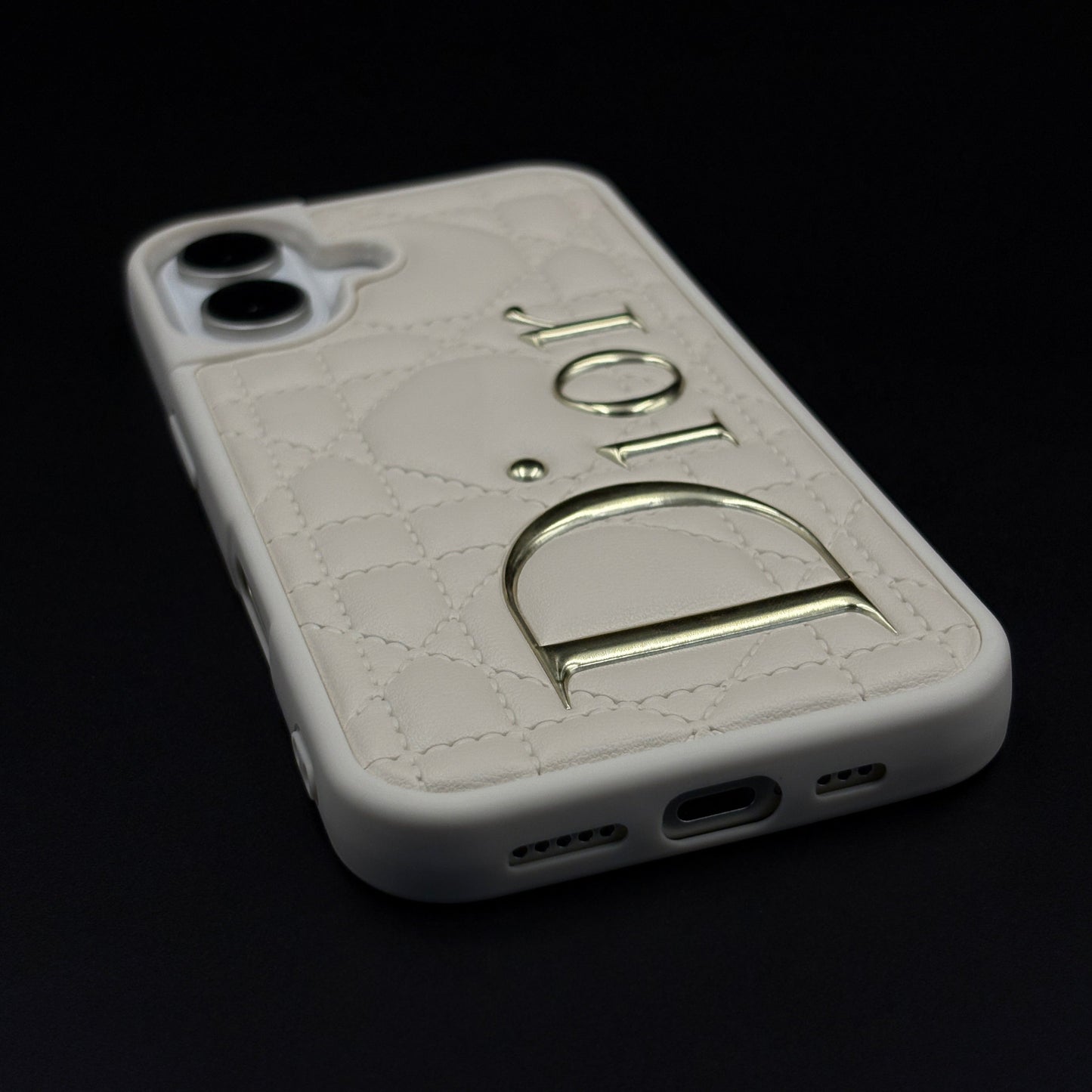 iPhone Luxury Brand CD Puffer Leather Case | Quilted Designer Protective Cover