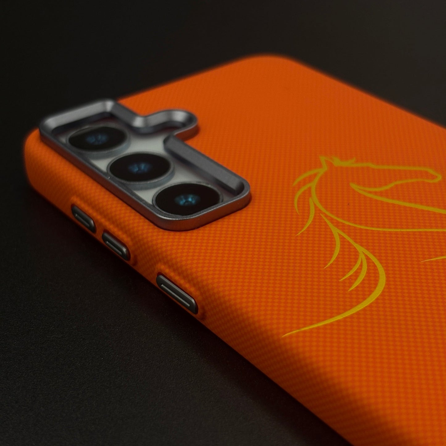 Burnt Orange Stallion Carbon Fibre Hidden MagSafe Case for Samsung Galaxy S24 | S25