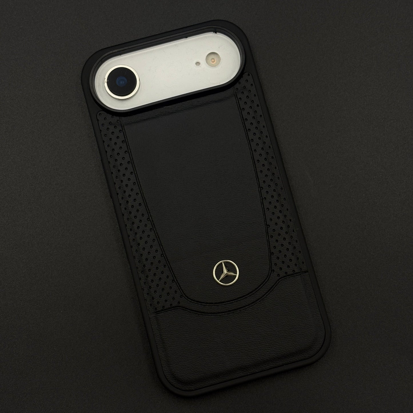 Black Perf Line Luxury Sports Car Merc Case for iPhone 17 Air with Perforated Detail