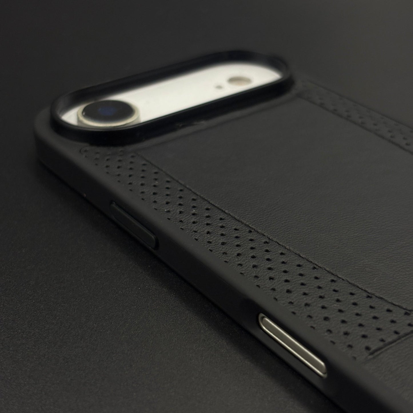 Black Perf Line Luxury Sports Car Merc Case for iPhone 17 Air with Perforated Detail