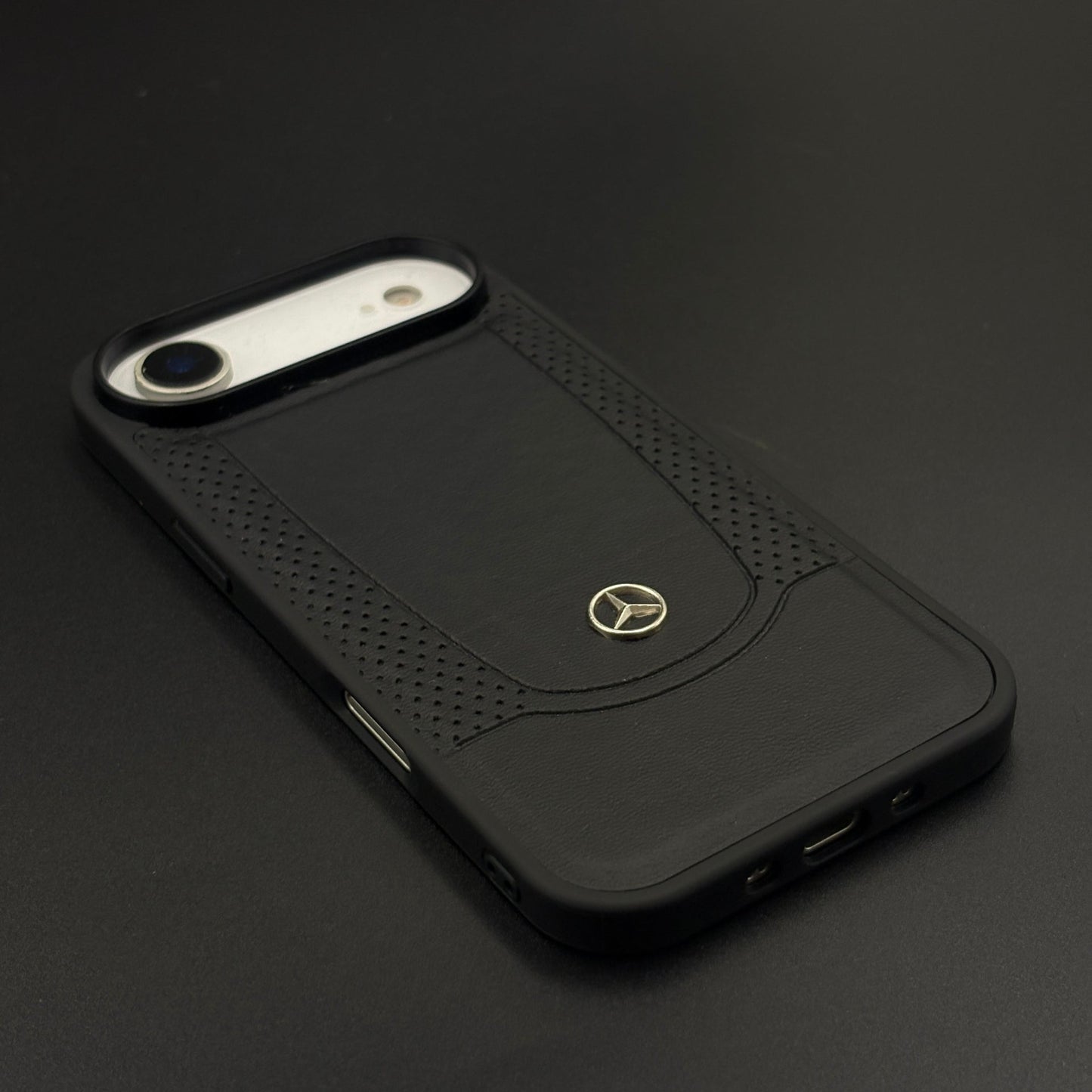 Black Perf Line Luxury Sports Car Merc Case for iPhone 17 Air with Perforated Detail