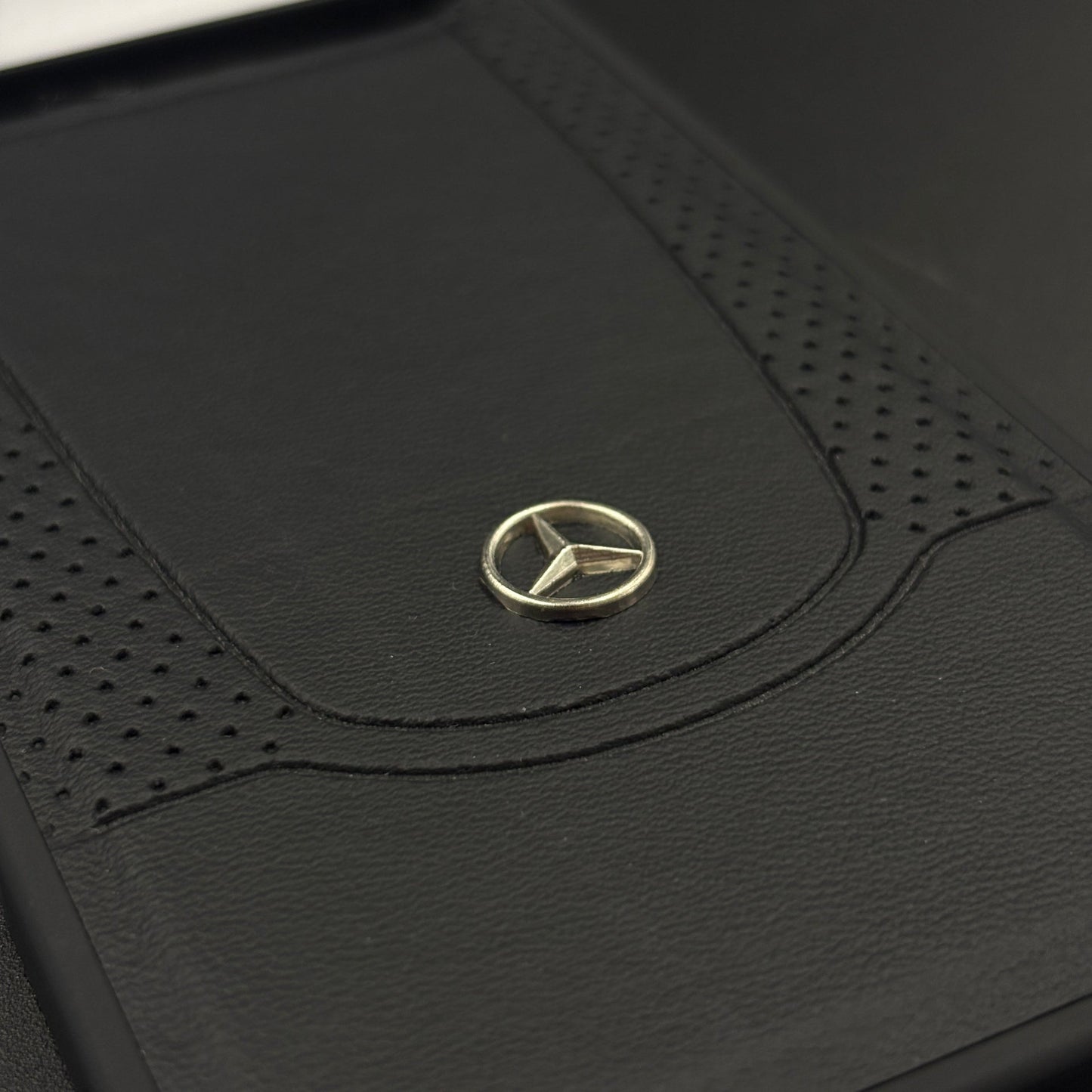 Black Perf Line Luxury Sports Car Merc Case for iPhone 17 Air with Perforated Detail