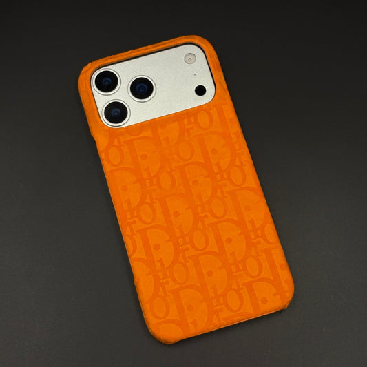 Luxury Oblique CD Monogram Orange Mobile Case Cover for iPhone 17 Series | Premium Designer inspired