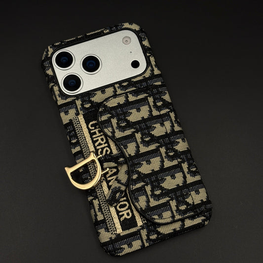 Luxury Monogram Cardholder Case with Charm for iPhone 17 Series | Designer CD Pattern Wallet Edition