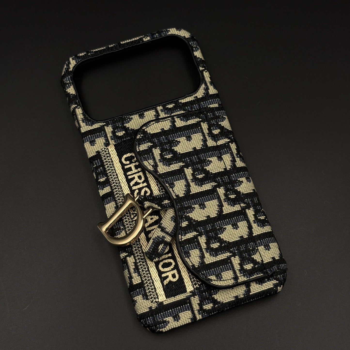 Luxury Monogram Cardholder Case with Charm for iPhone 17 Series | Designer CD Pattern Wallet Edition
