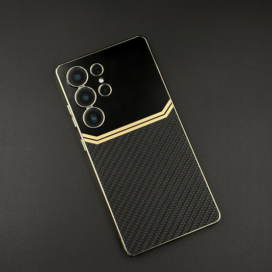 Gold Plated Gloss & Leather Case for Samsung Galaxy S25 Ultra | Premium Hybrid Finish | Elegant Cover