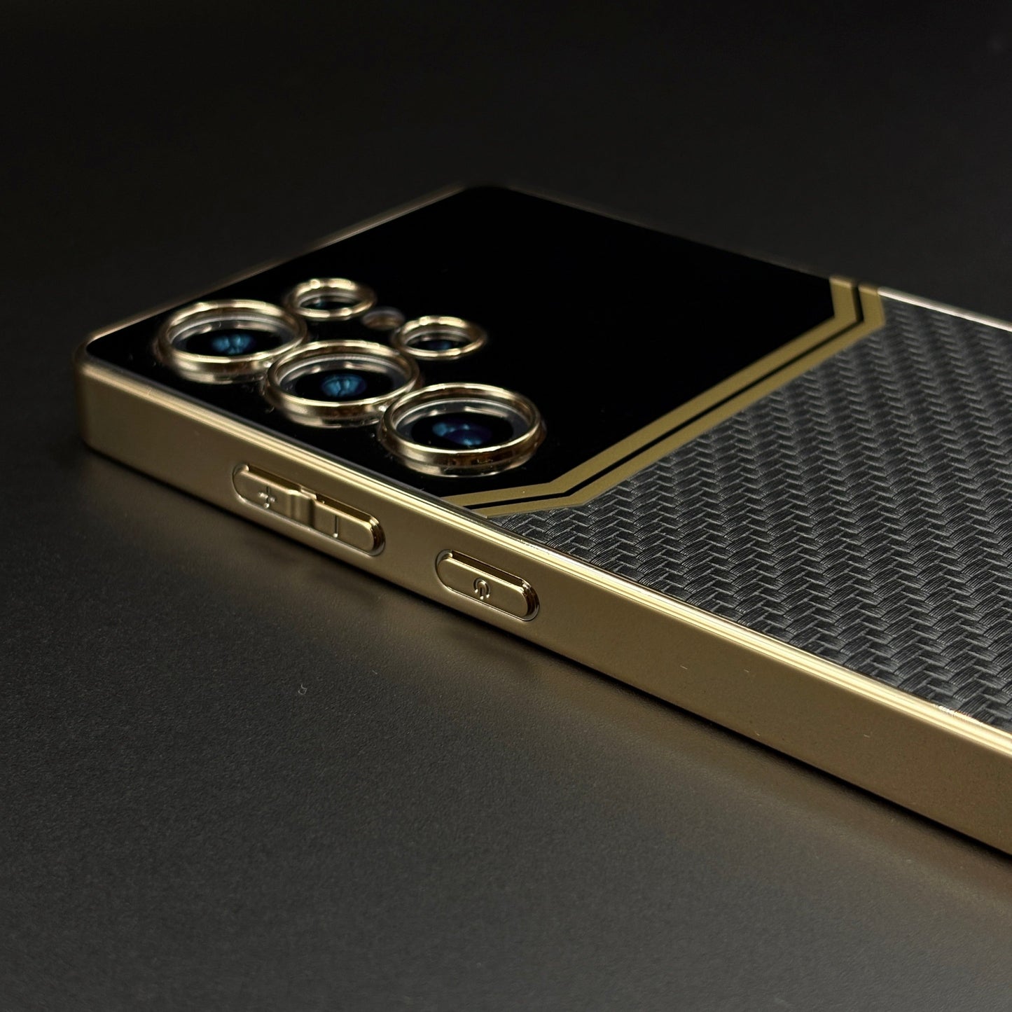 Gold Plated Gloss & Leather Case for Samsung Galaxy S25 Ultra | Premium Hybrid Finish | Elegant Cover
