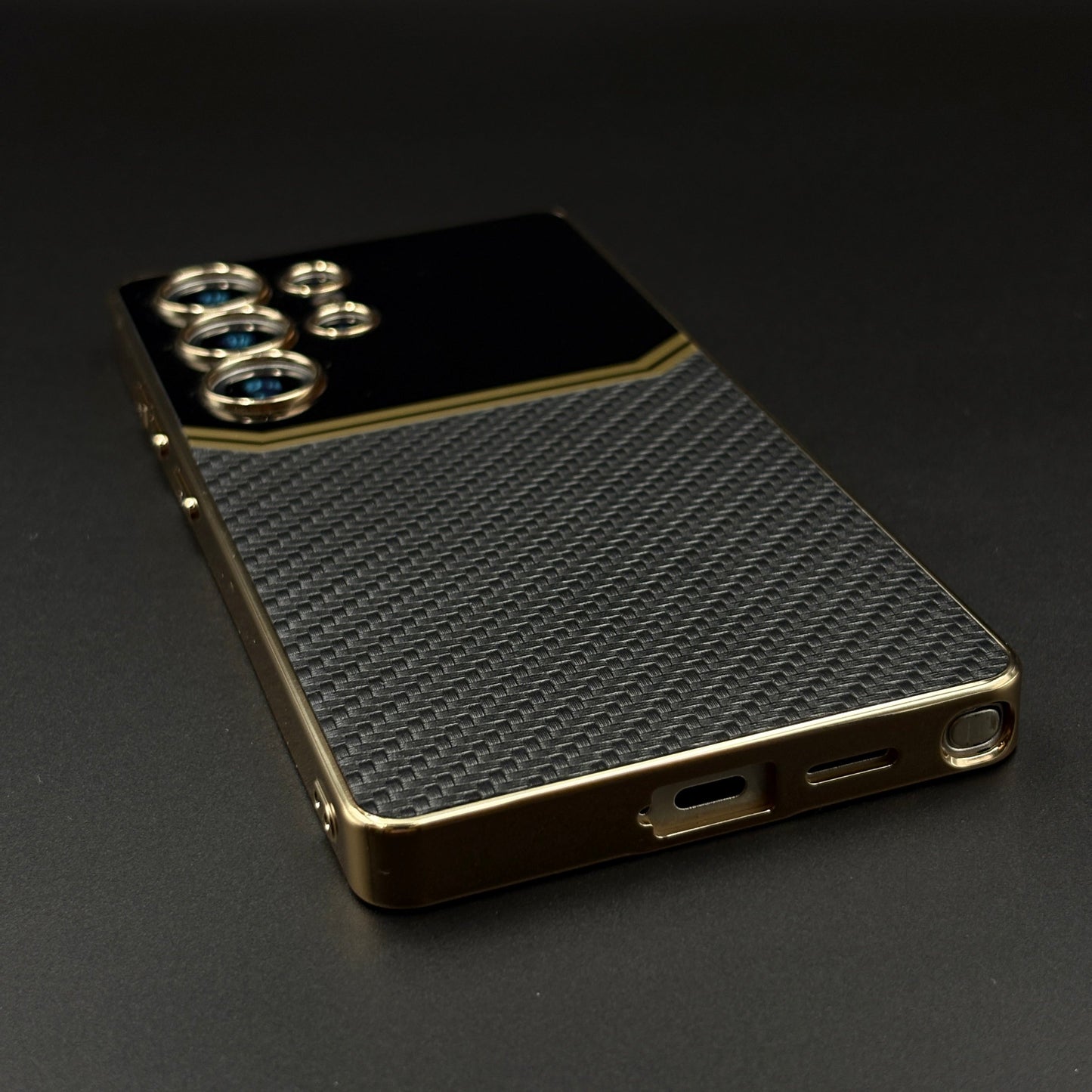 Gold Plated Gloss & Leather Case for Samsung Galaxy S25 Ultra | Premium Hybrid Finish | Elegant Cover
