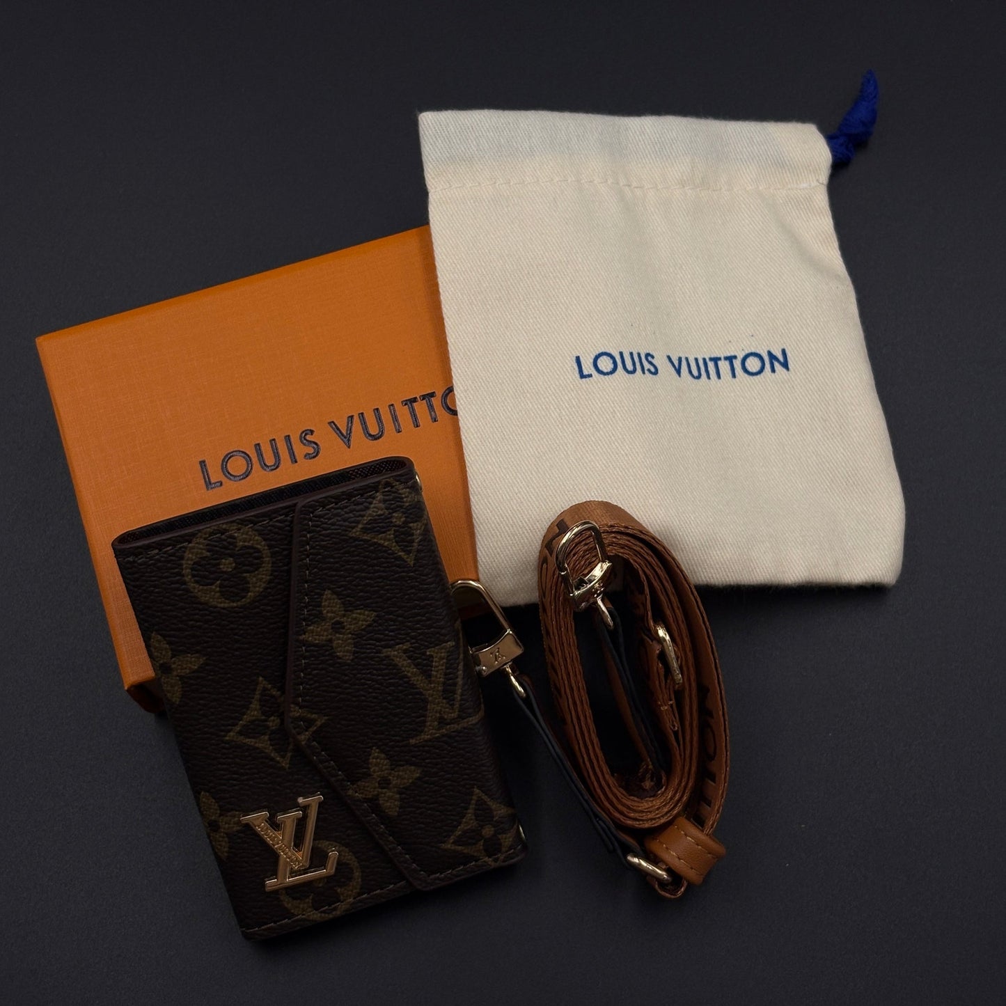 Luxury Fashion Brand Monogram Empreinte Victorine Leather Wallet Card Holder Strap with Box